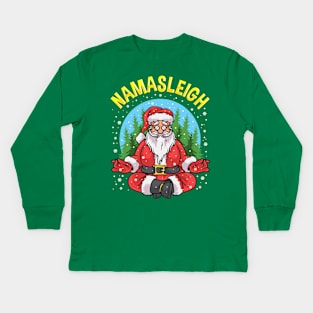 Yoga Santa Claus Namasleigh Meditate Meditation Buddha Kids Long Sleeve T-Shirt